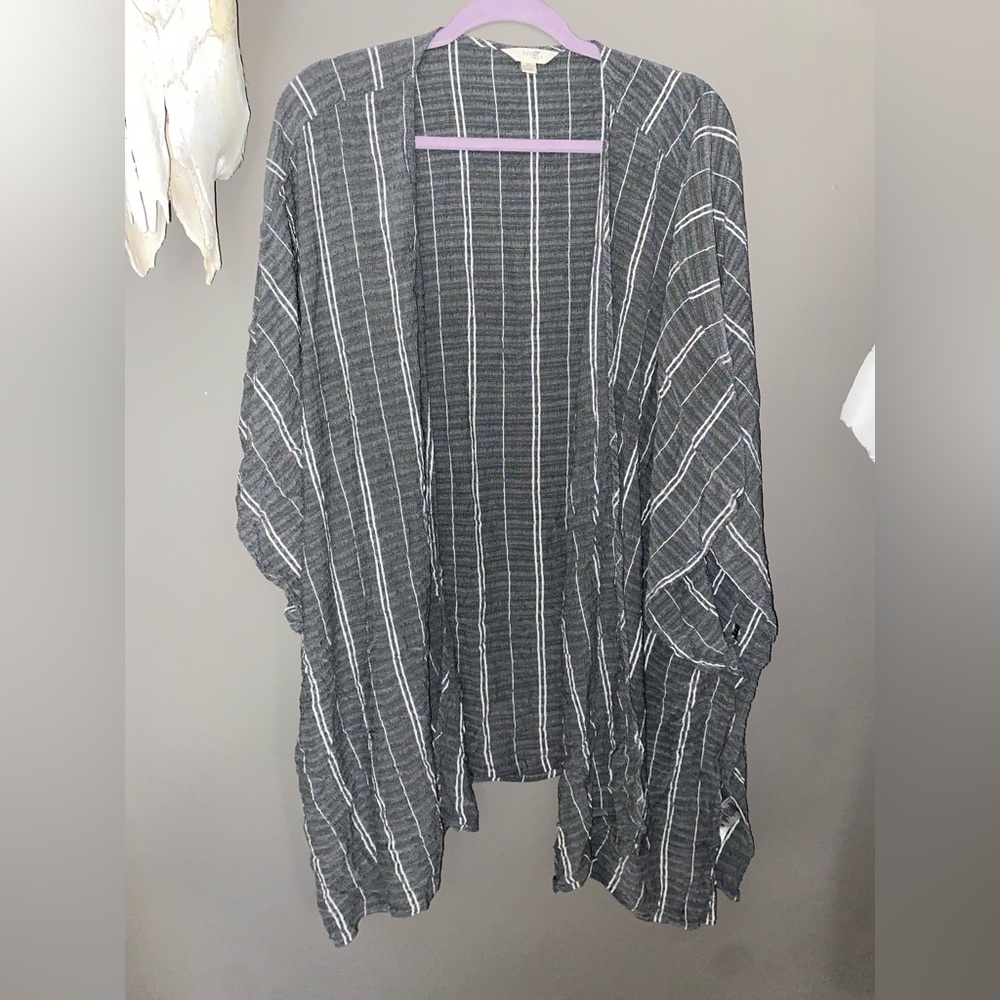 Terra & Sky Black and White Striped Sweater